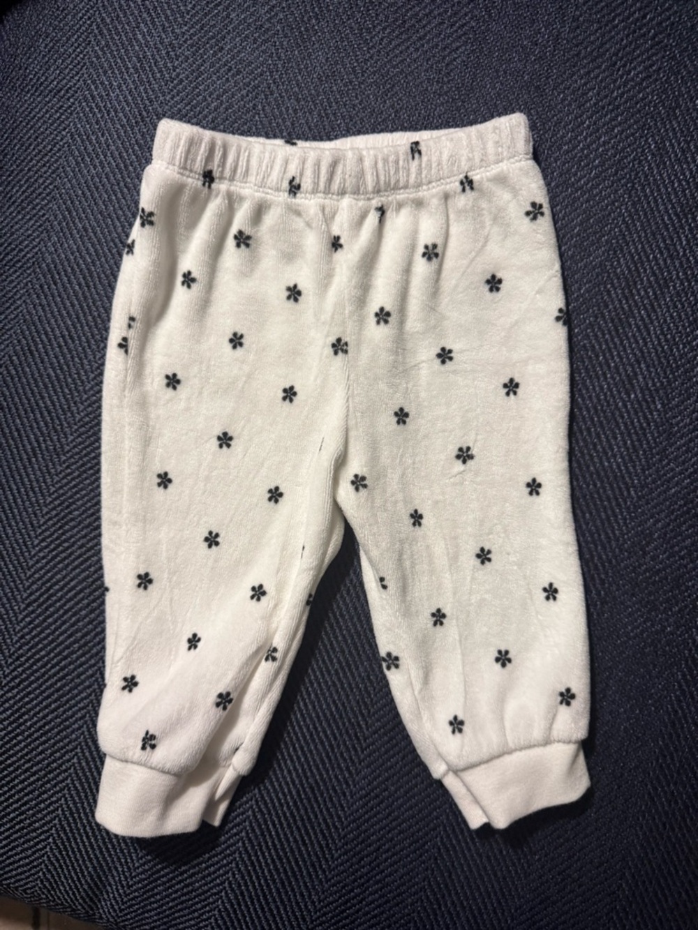 3-6 Month Cat & Jack White Jogger Pants with Black Floral Dots